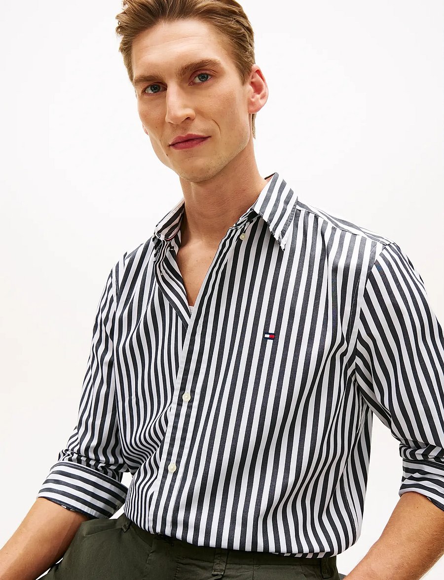 Tommy Hilfiger - FLEX POPLIN CLASSIC STP RF SHIRT - gestreifte hemden - black stripe - 4
