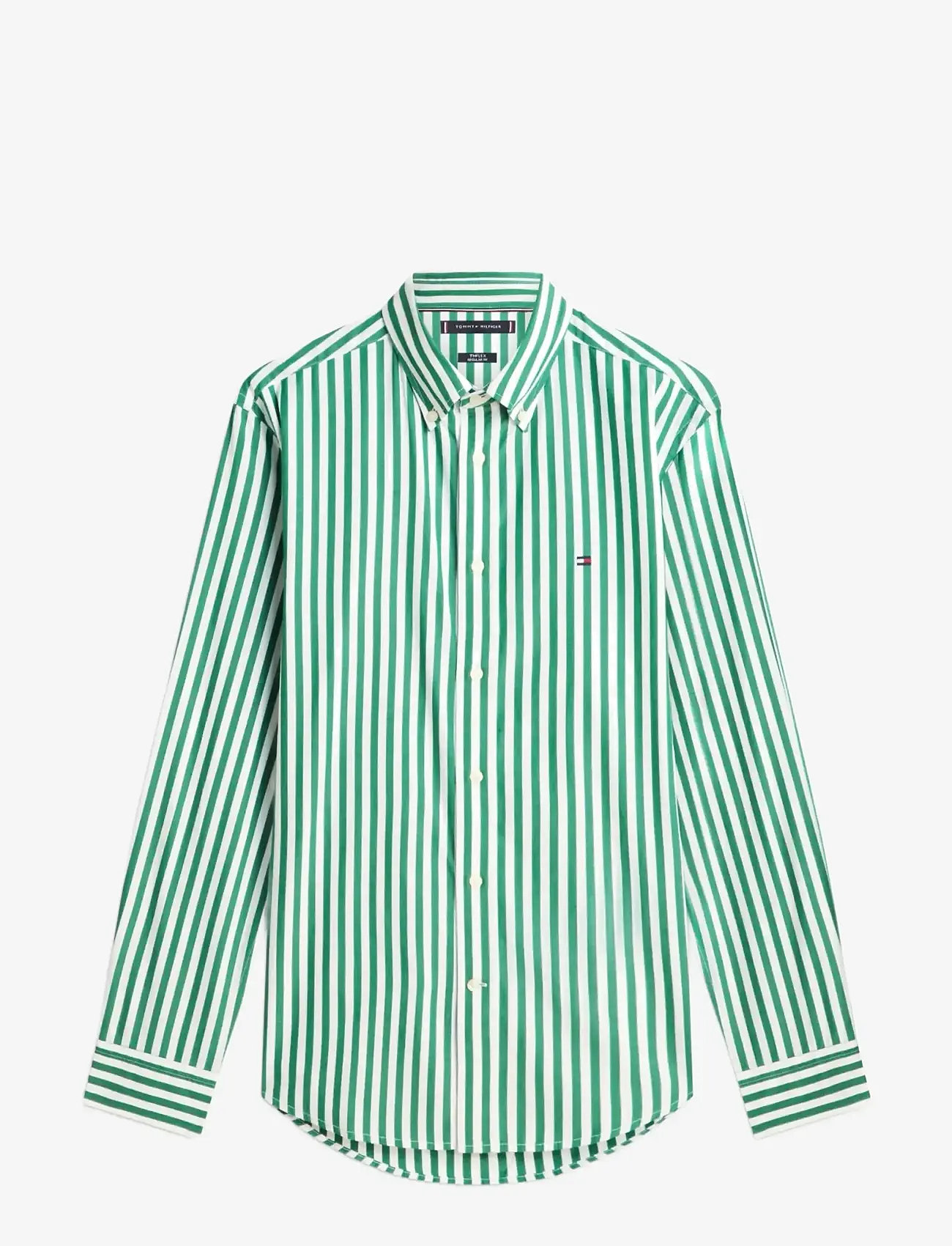 Tommy Hilfiger - FLEX POPLIN CLASSIC STP RF SHIRT - stribede skjorter - nouveau green   stripe - 1
