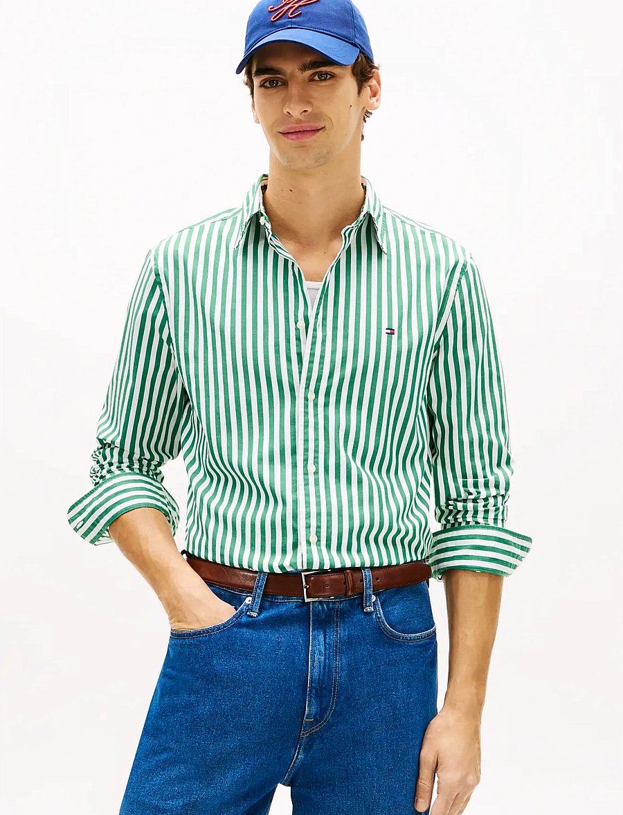 Tommy Hilfiger - FLEX POPLIN CLASSIC STP RF SHIRT - chemises à rayures - nouveau green stripe - 0