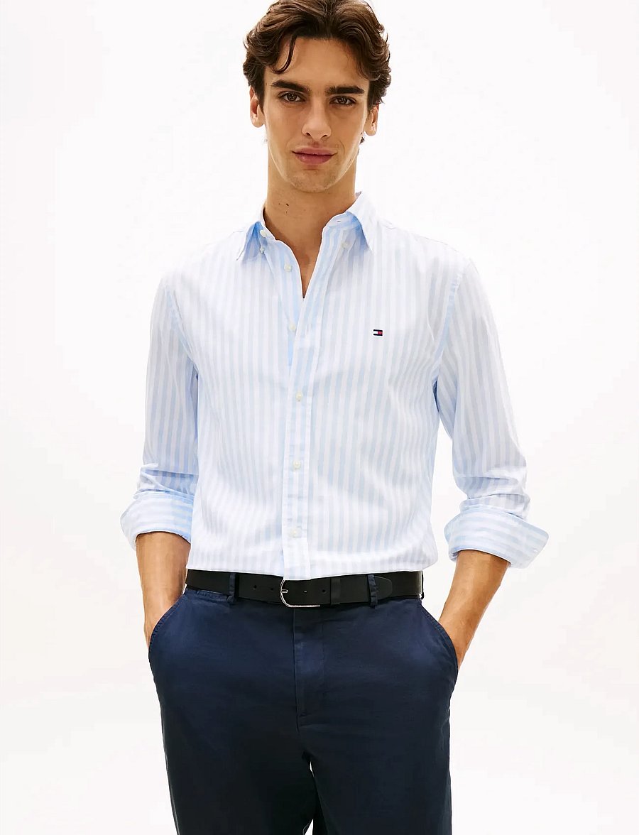 Tommy Hilfiger - FLEX POPLIN CLASSIC STP RF SHIRT - randiga skjortor - sweet blue stripe - 0