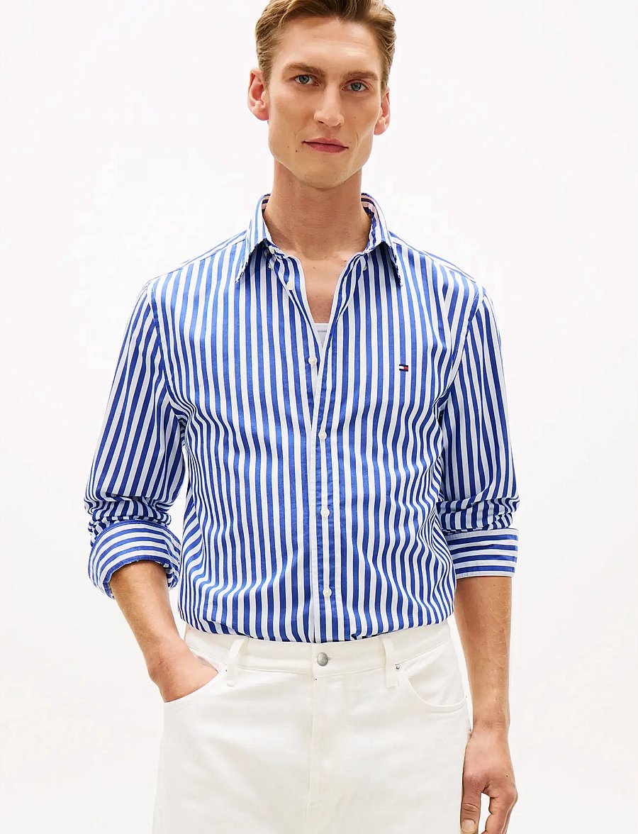 Tommy Hilfiger - FLEX POPLIN CLASSIC STP RF SHIRT - koszule w paski i prążki - wedge blue stripe - 0