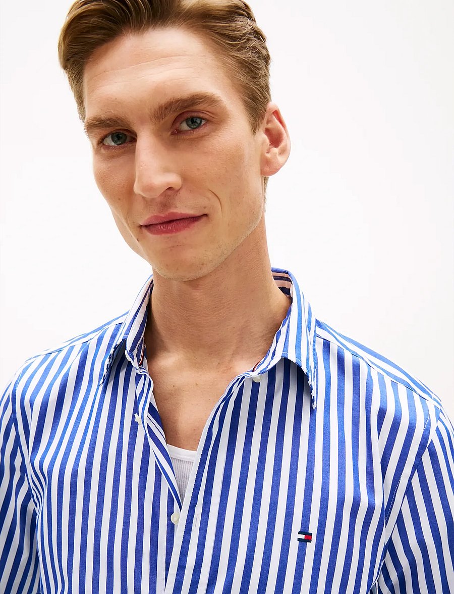 Tommy Hilfiger - FLEX POPLIN CLASSIC STP RF SHIRT - koszule w paski i prążki - wedge blue stripe - 4