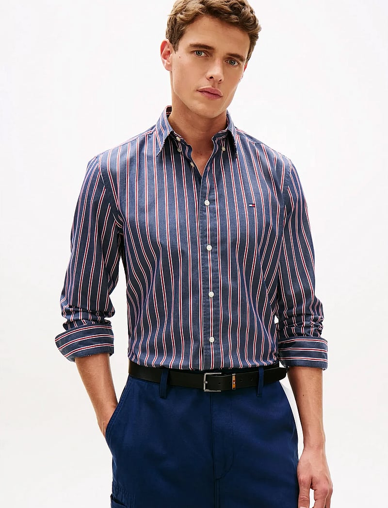 Tommy Hilfiger - FLEX POPLIN BOLD STRIPE RF SHIRT - gestreifte hemden - carbon navy stripe - 0