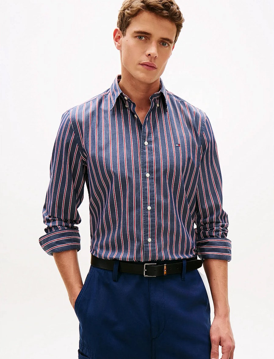 Tommy Hilfiger - FLEX POPLIN BOLD STRIPE RF SHIRT - gestreifte hemden - carbon navy stripe - 0