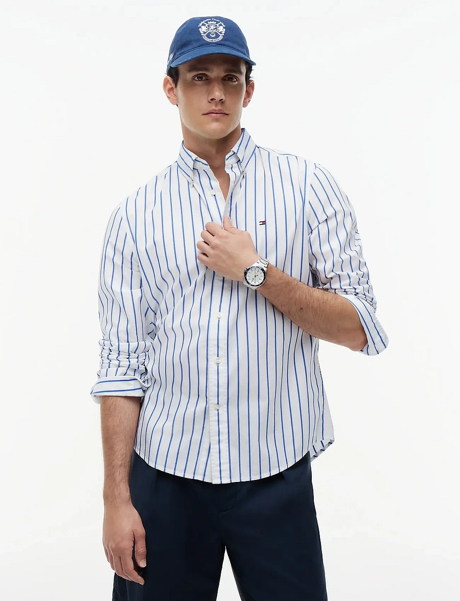 Tommy Hilfiger - FLEX POPLIN BOLD STRIPE RF SHIRT - gestreifte hemden - white stripe - 0