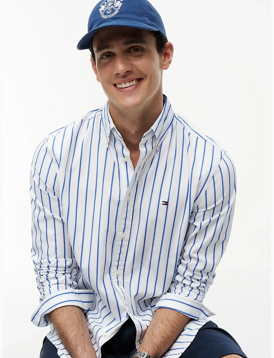 Tommy Hilfiger - FLEX POPLIN BOLD STRIPE RF SHIRT - gestreifte hemden - white stripe - 3