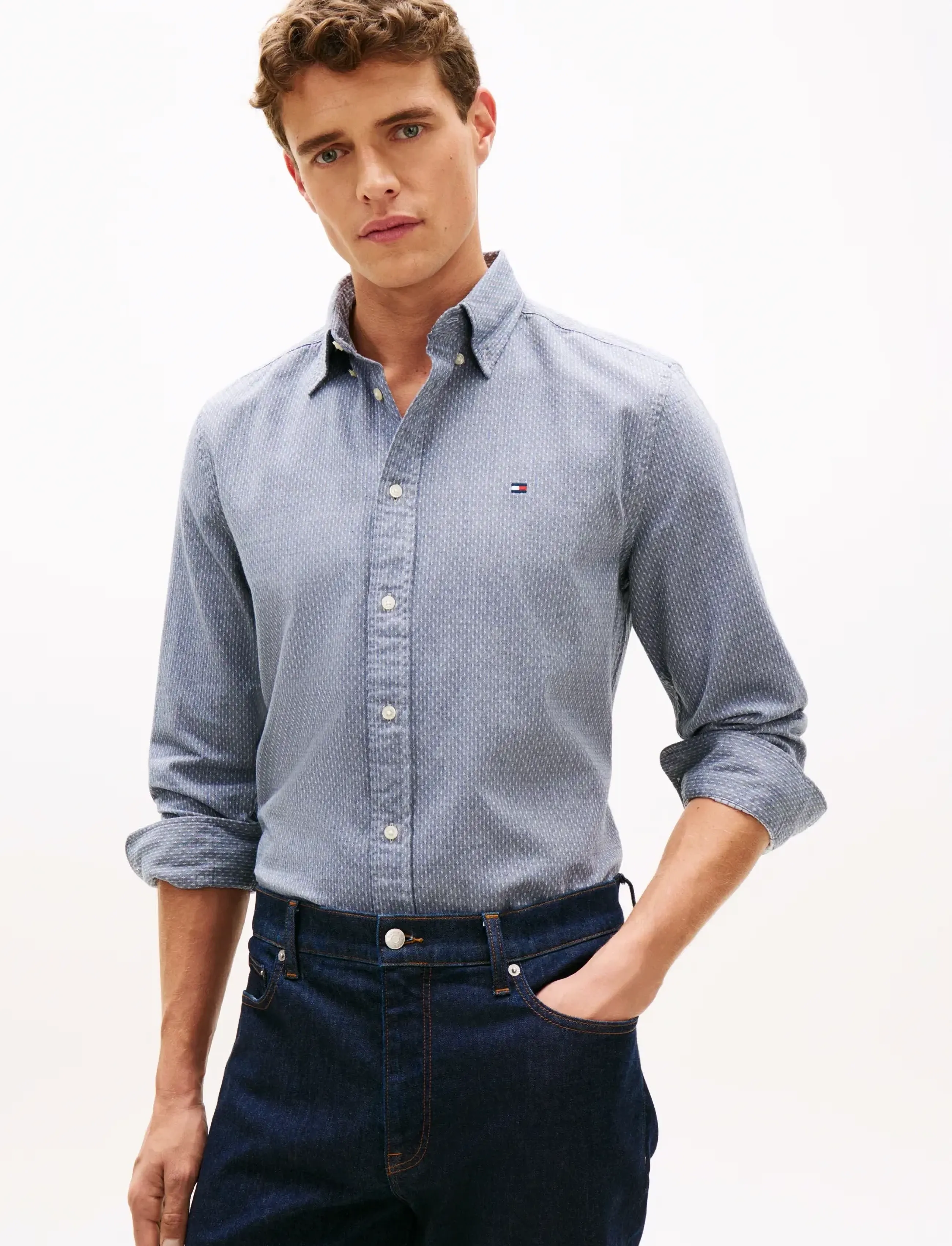 Tommy Hilfiger FLEX DOBBY SF SHIRT - Tøj - CARBON NAVY / navy
