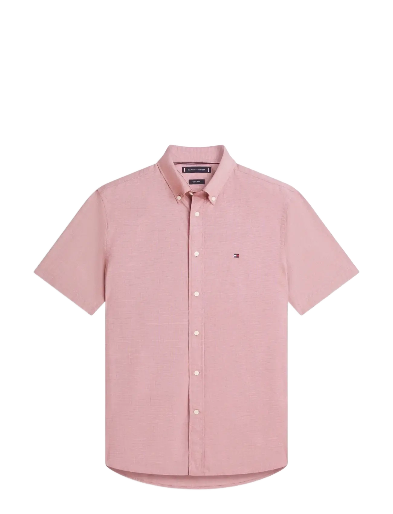 TOMMY HILFIGER Flex Poplin Houndstooth Ss Shirt Rot - M - Herren