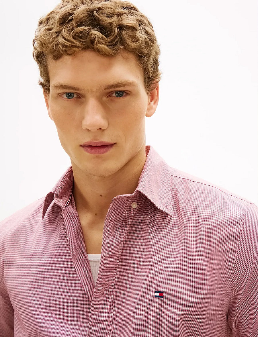 Tommy Hilfiger - FLEX POPLIN HOUNDSTOOTH SS SHIRT - kurzarmhemden - regatta red check - 4