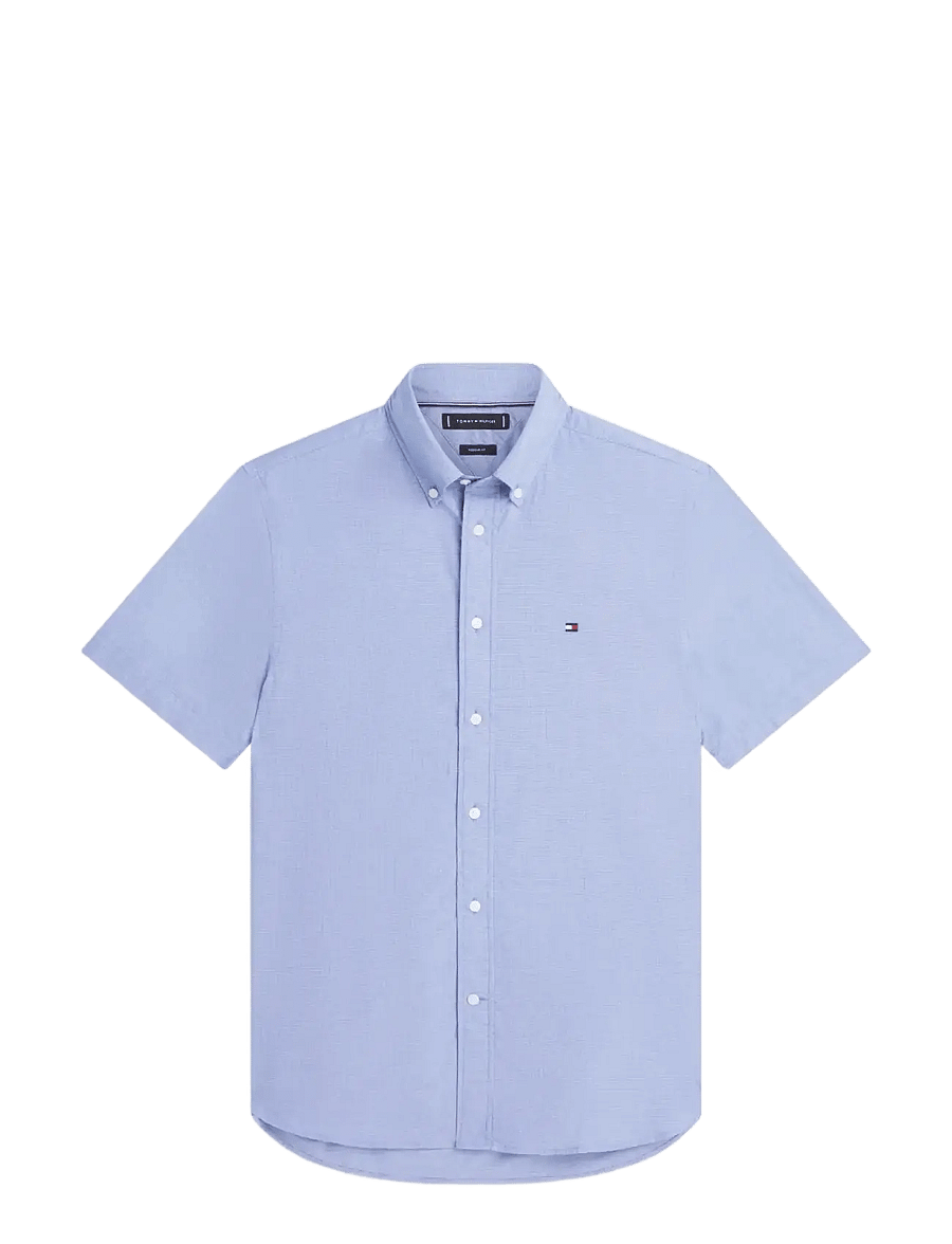 Tommy Hilfiger - FLEX POPLIN HOUNDSTOOTH SS SHIRT - krekli ar īsām piedurknēm - wedge blue check - 1