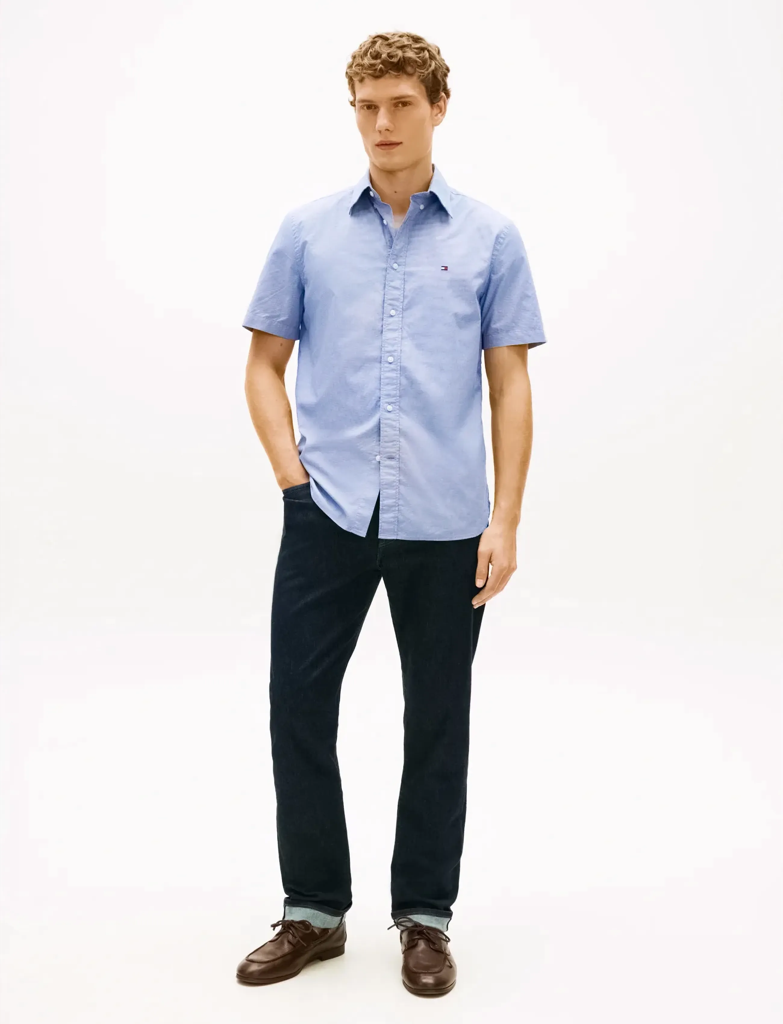 Tommy Hilfiger - FLEX POPLIN HOUNDSTOOTH SS SHIRT - krekli ar īsām piedurknēm - wedge blue   check - 3