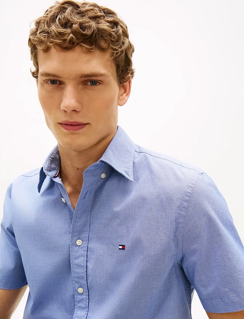 Tommy Hilfiger - FLEX POPLIN HOUNDSTOOTH SS SHIRT - kortærmede skjorter - wedge blue check - 4