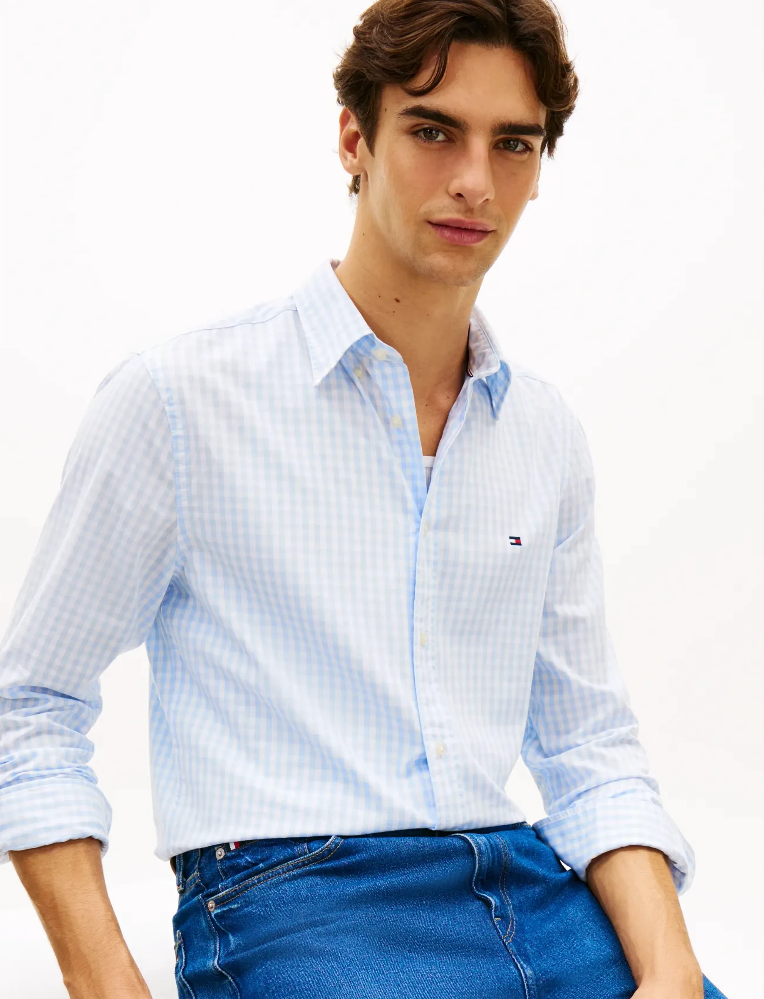 Tommy Hilfiger - FLEX POPLIN GINGHAM RF SHIRT - checkered shirts - sweet blue   check - 4