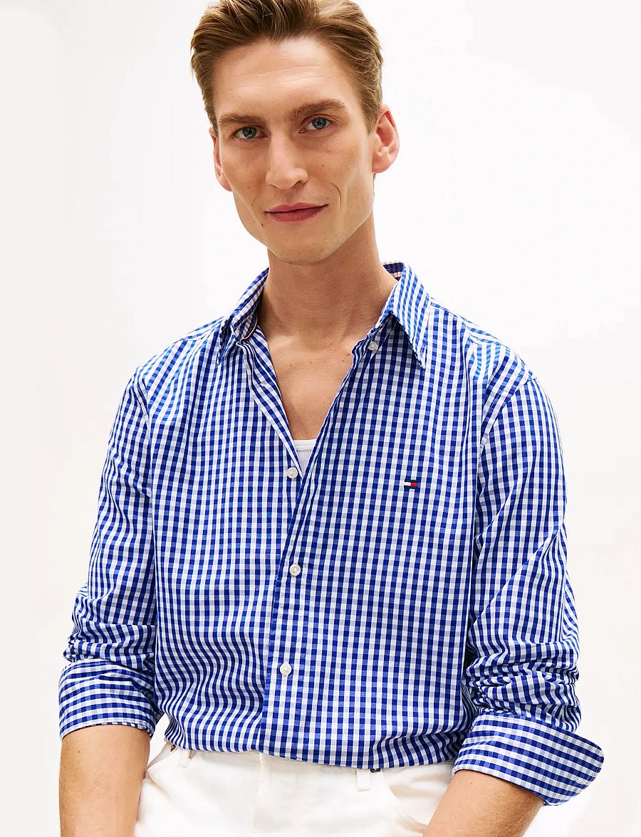 Tommy Hilfiger - FLEX POPLIN GINGHAM RF SHIRT - rūtaini krekli - wedge blue check - 4