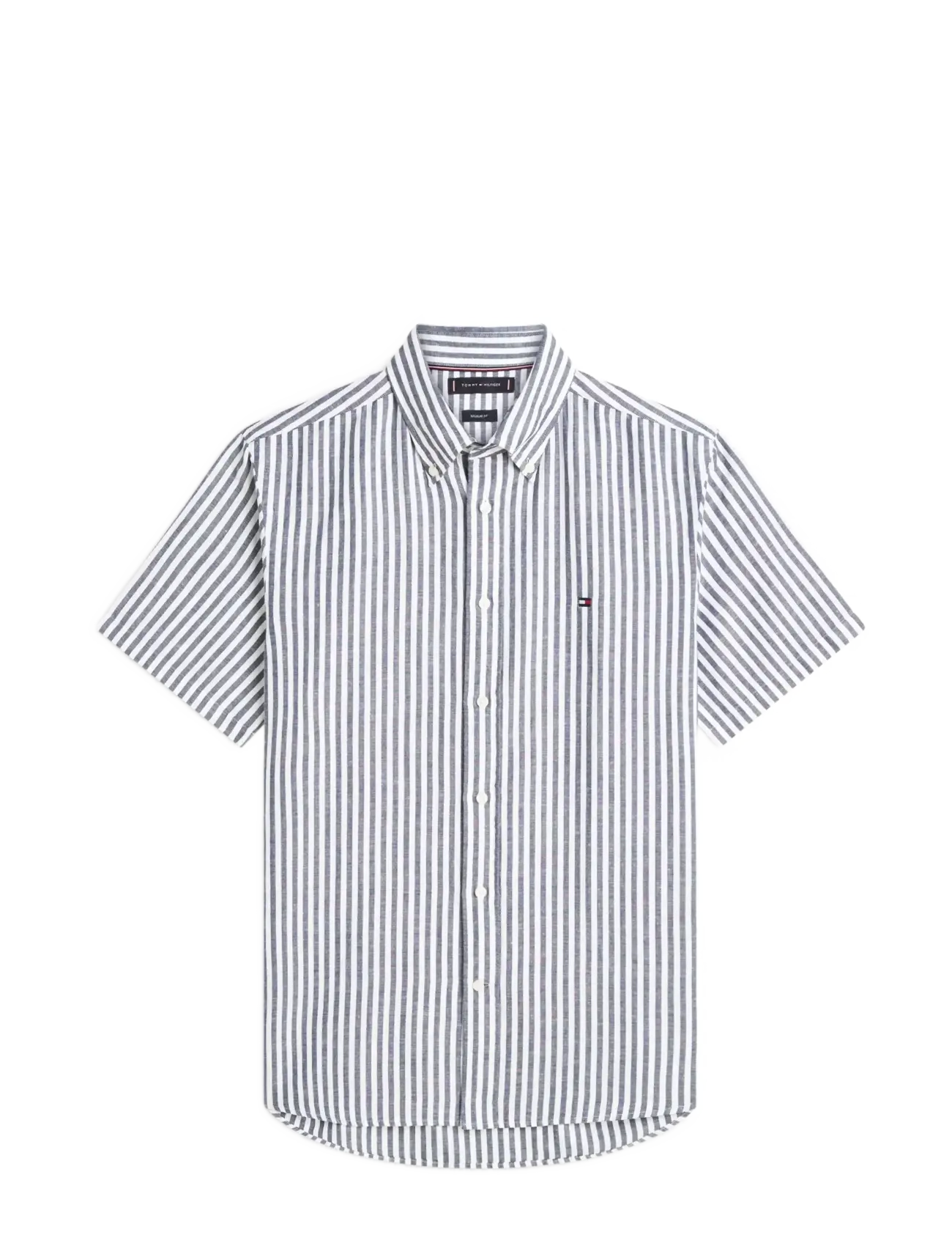 Tommy Hilfiger LINEN BLEND BENGAL STP S/S RF - Skjorter - CARBON NAVY   STRIPE / navy