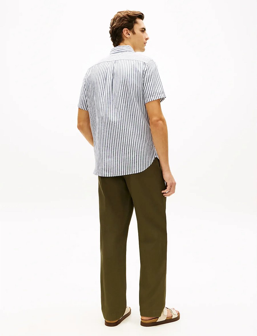 Tommy Hilfiger - LINEN BLEND BENGAL STP S/S RF - kortærmede skjorter - carbon navy stripe - 2