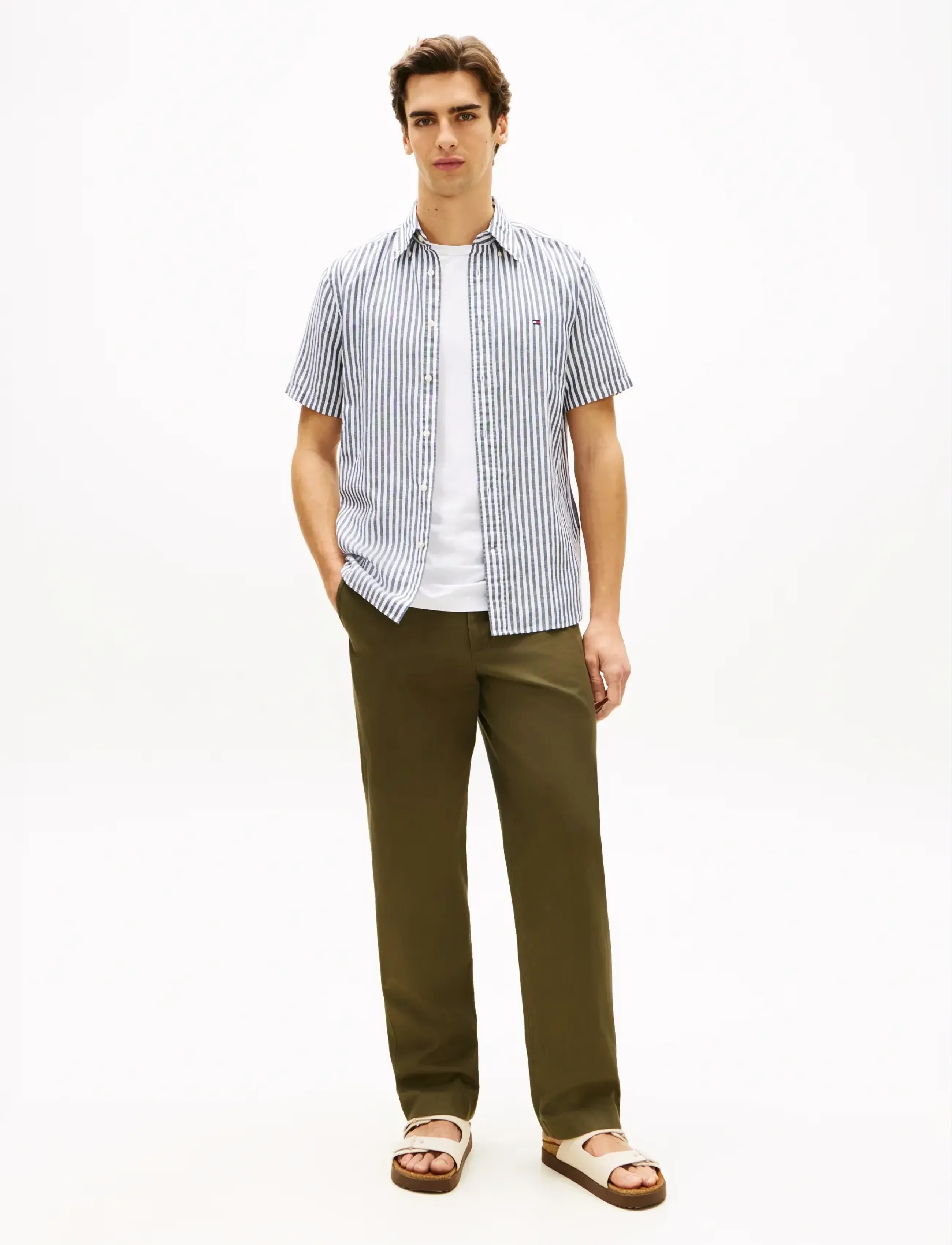 Tommy Hilfiger - LINEN BLEND BENGAL STP S/S RF - kortærmede skjorter - carbon navy   stripe - 3