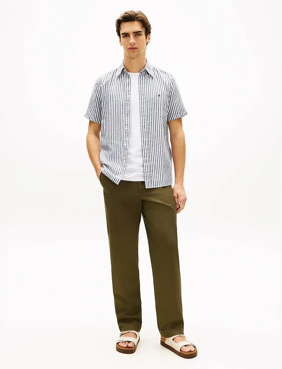 Tommy Hilfiger - LINEN BLEND BENGAL STP S/S RF - kortærmede skjorter - carbon navy stripe - 3