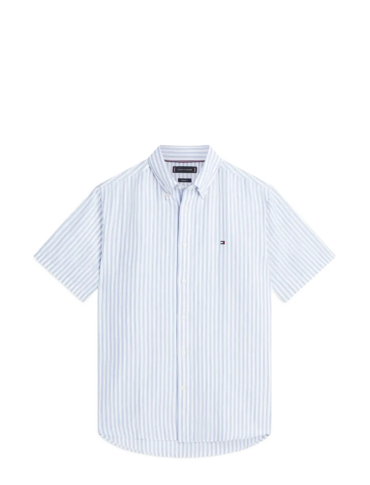 Tommy Hilfiger LINEN BLEND BENGAL STP S/S RF - Skjorter - CLOUDY BLUE   STRIPE / blue