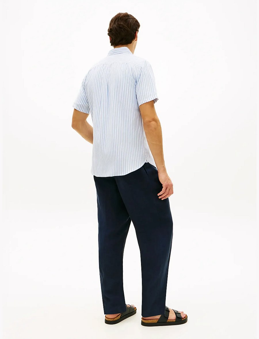 Tommy Hilfiger - LINEN BLEND BENGAL STP S/S RF - kortærmede skjorter - cloudy blue stripe - 2