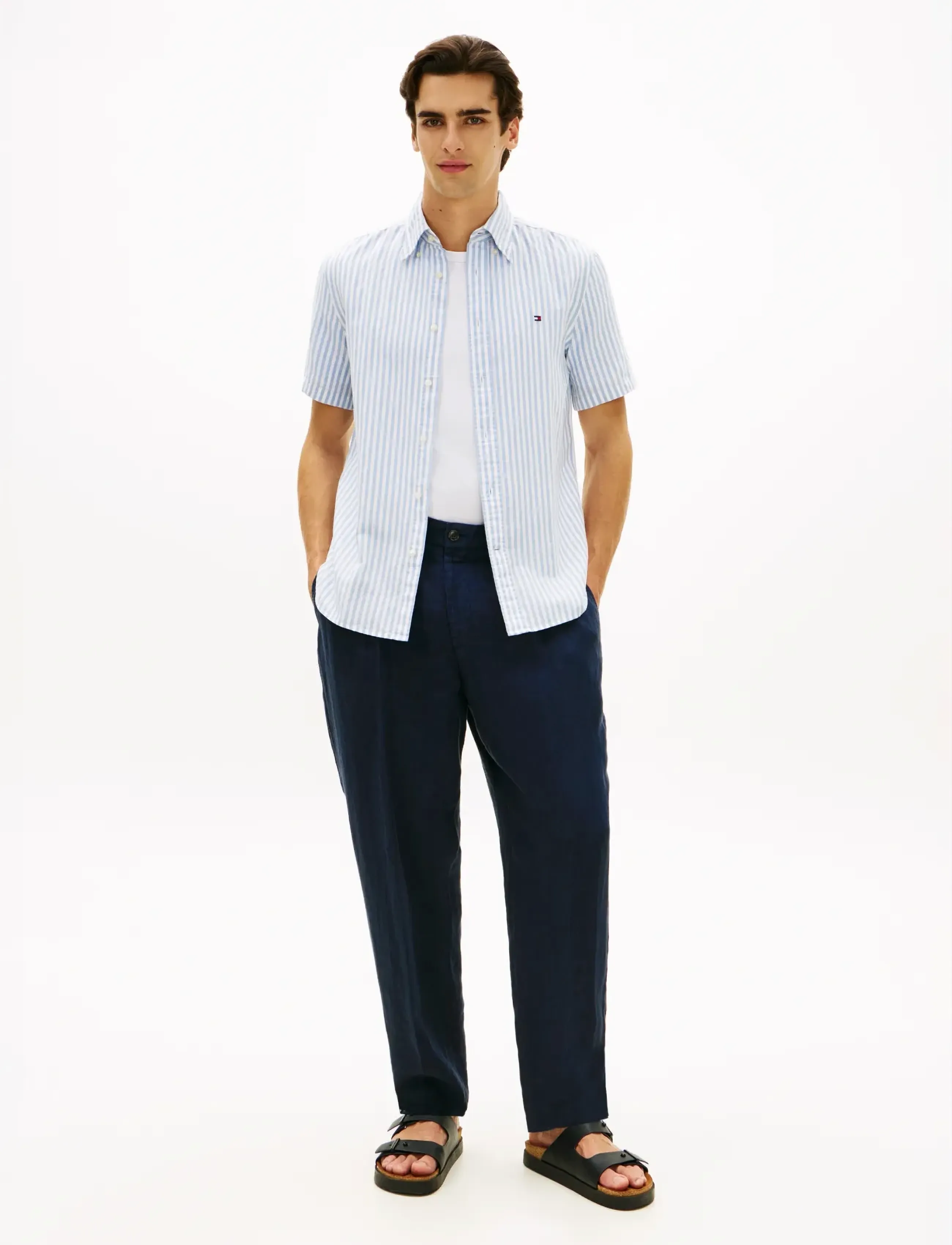 Tommy Hilfiger - LINEN BLEND BENGAL STP S/S RF - kortærmede skjorter - cloudy blue   stripe - 3