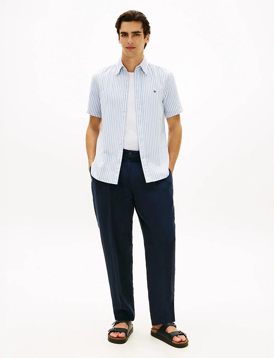 Tommy Hilfiger - LINEN BLEND BENGAL STP S/S RF - kortærmede skjorter - cloudy blue stripe - 3