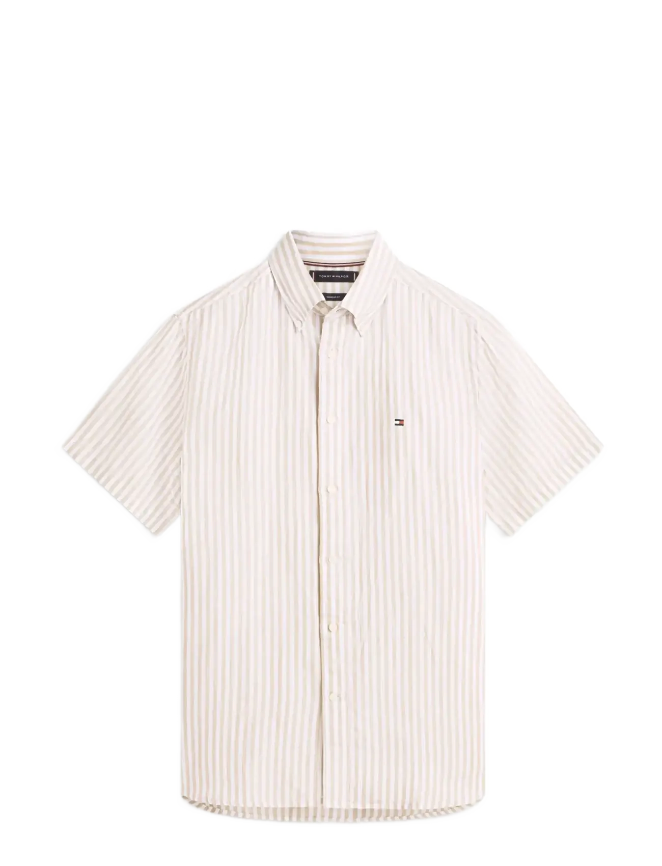 Tommy Hilfiger LINEN BLEND BENGAL STP S/S RF - Skjorter - SANDALWOOD   STRIPE / beige