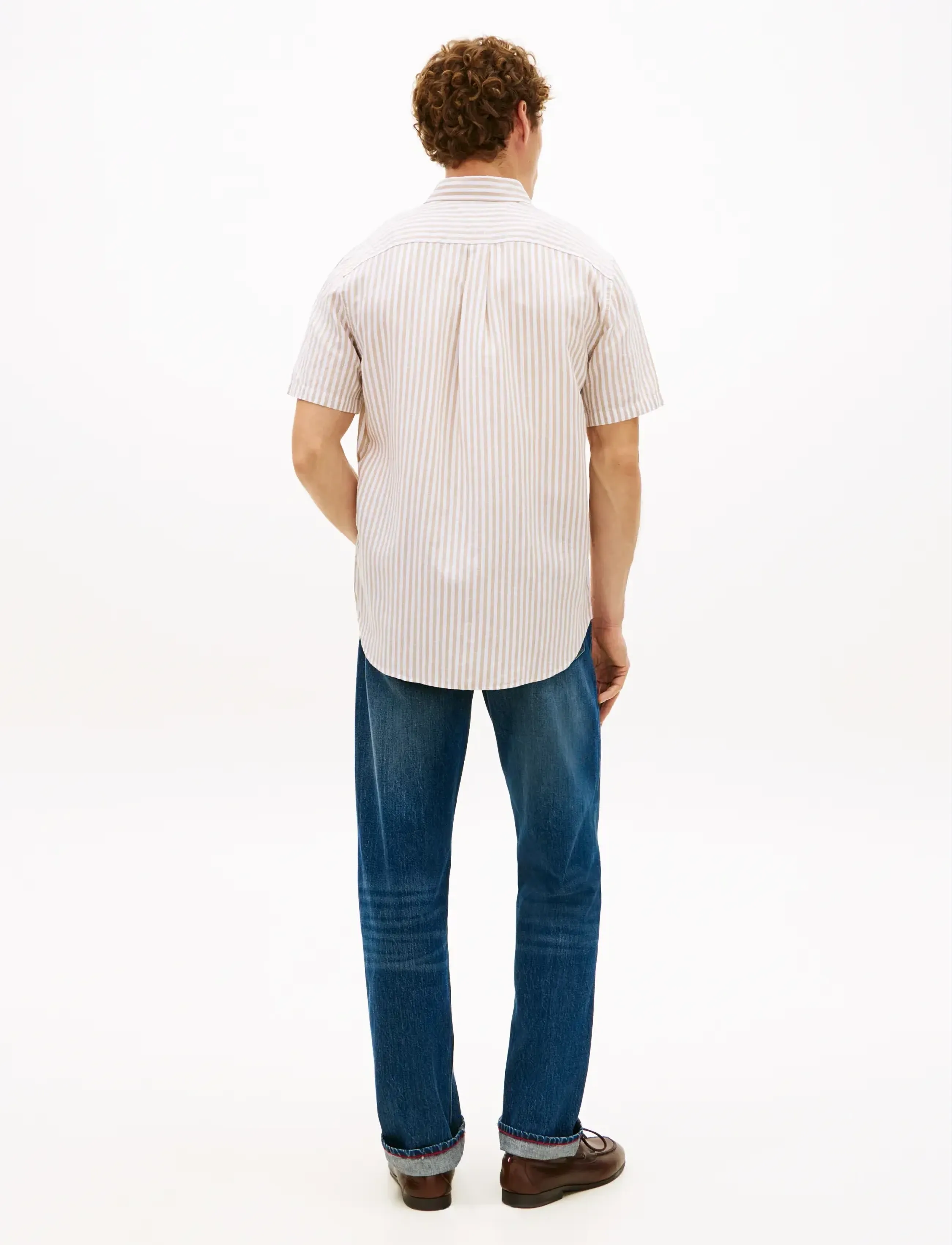 Tommy Hilfiger - LINEN BLEND BENGAL STP S/S RF - kurzarmhemden - sandalwood   stripe - 2