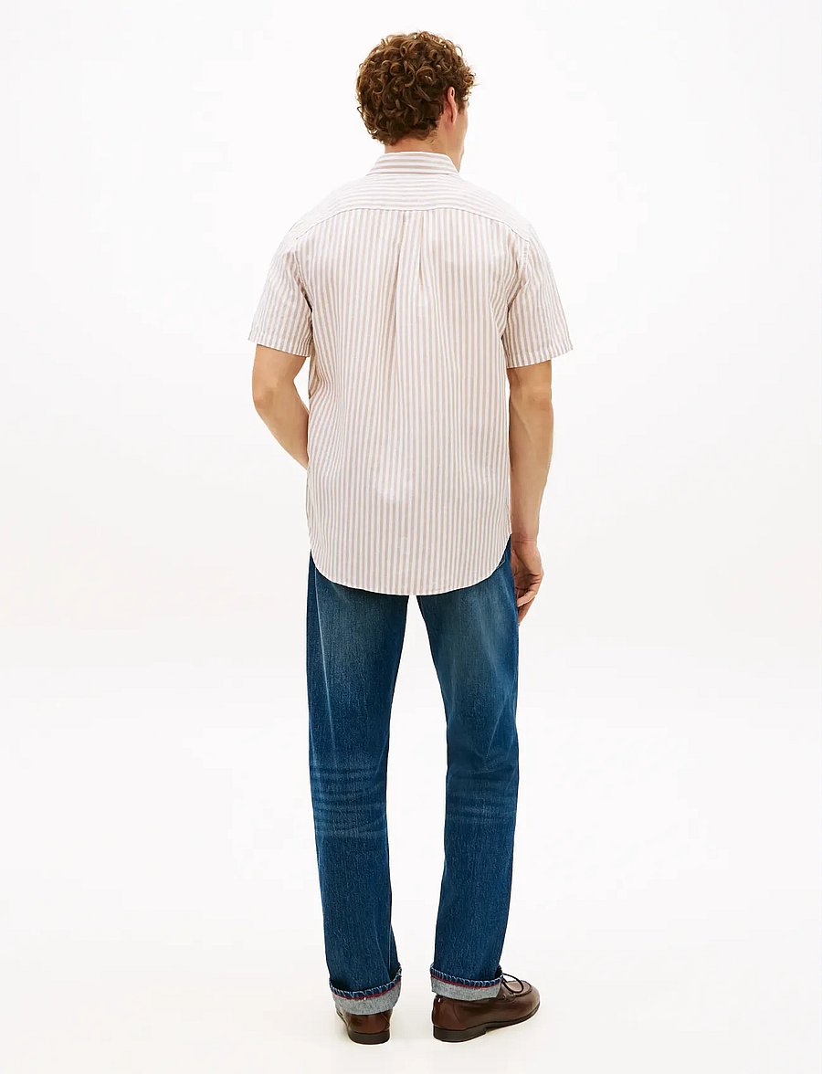Tommy Hilfiger - LINEN BLEND BENGAL STP S/S RF - kurzarmhemden - sandalwood stripe - 2