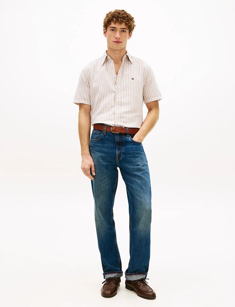 Tommy Hilfiger - LINEN BLEND BENGAL STP S/S RF - kurzarmhemden - sandalwood stripe - 3