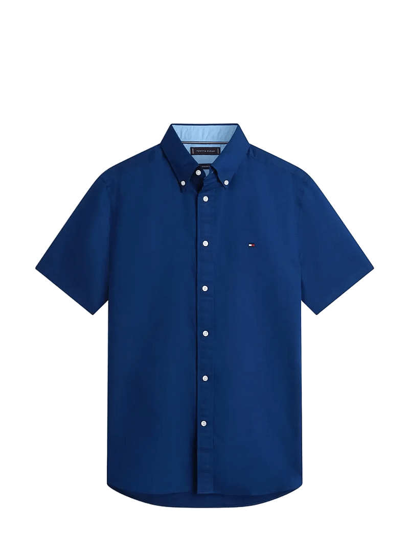 Tommy Hilfiger - LINEN BLEND SOLID SS RF SHT - lühikeste varrukatega särgid - carbon navy - 1