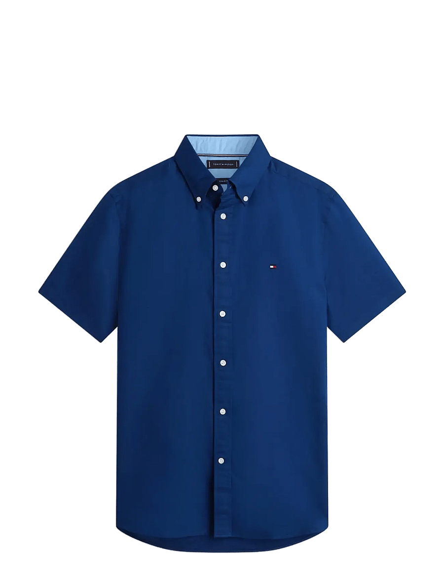 Tommy Hilfiger - LINEN BLEND SOLID SS RF SHT - kortærmede skjorter - carbon navy - 1