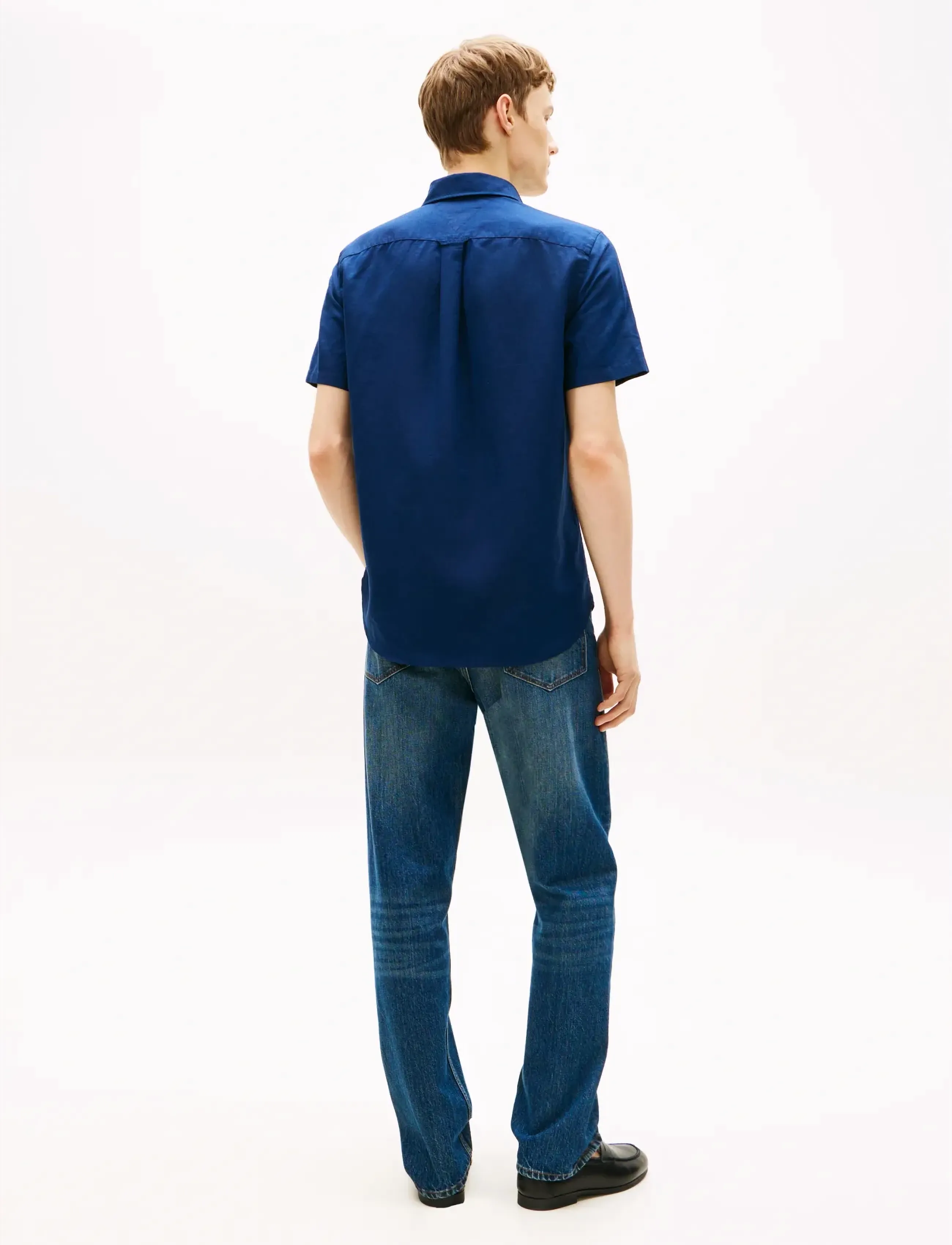 Tommy Hilfiger - LINEN BLEND SOLID SS RF SHT - kortærmede skjorter - carbon navy - 2