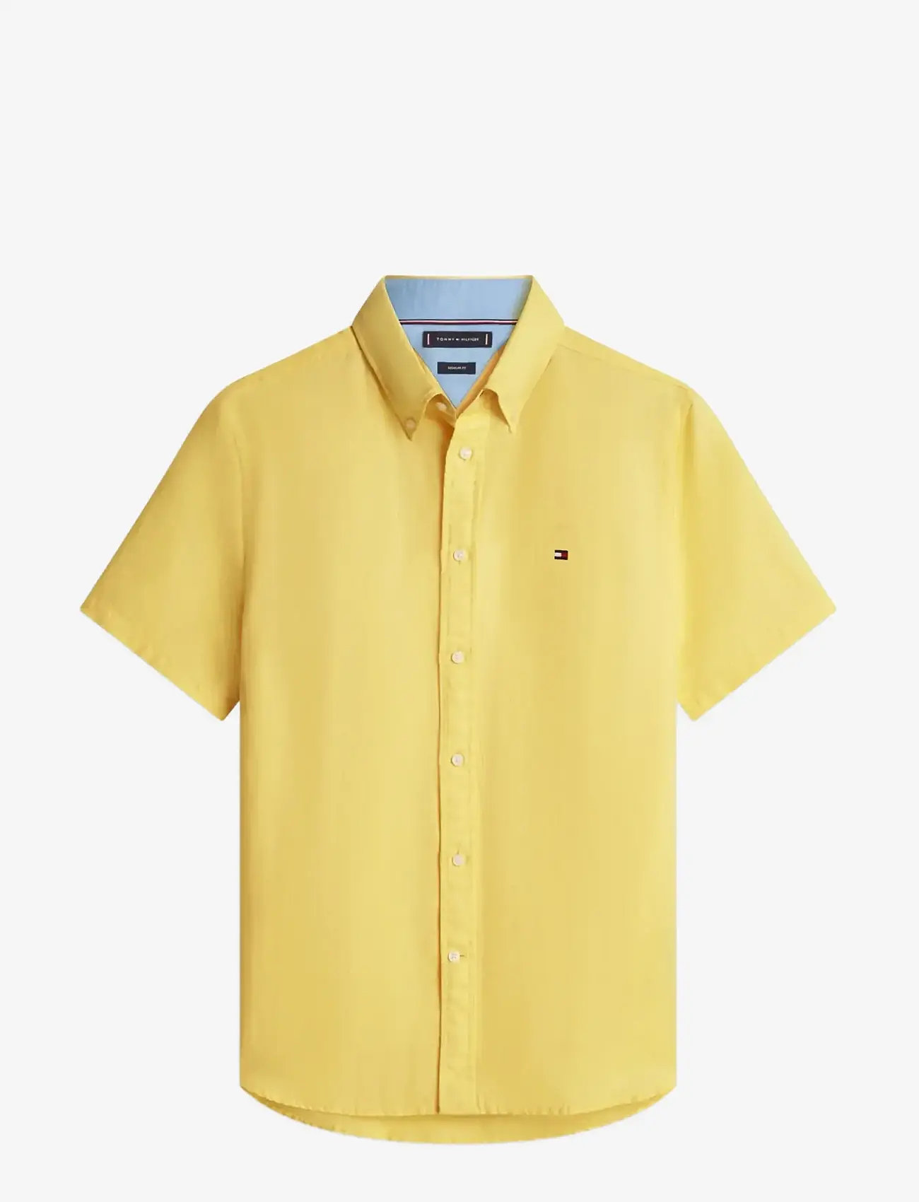 Tommy Hilfiger - LINEN BLEND SOLID SS RF SHT - lühikeste varrukatega särgid - citronella - 1