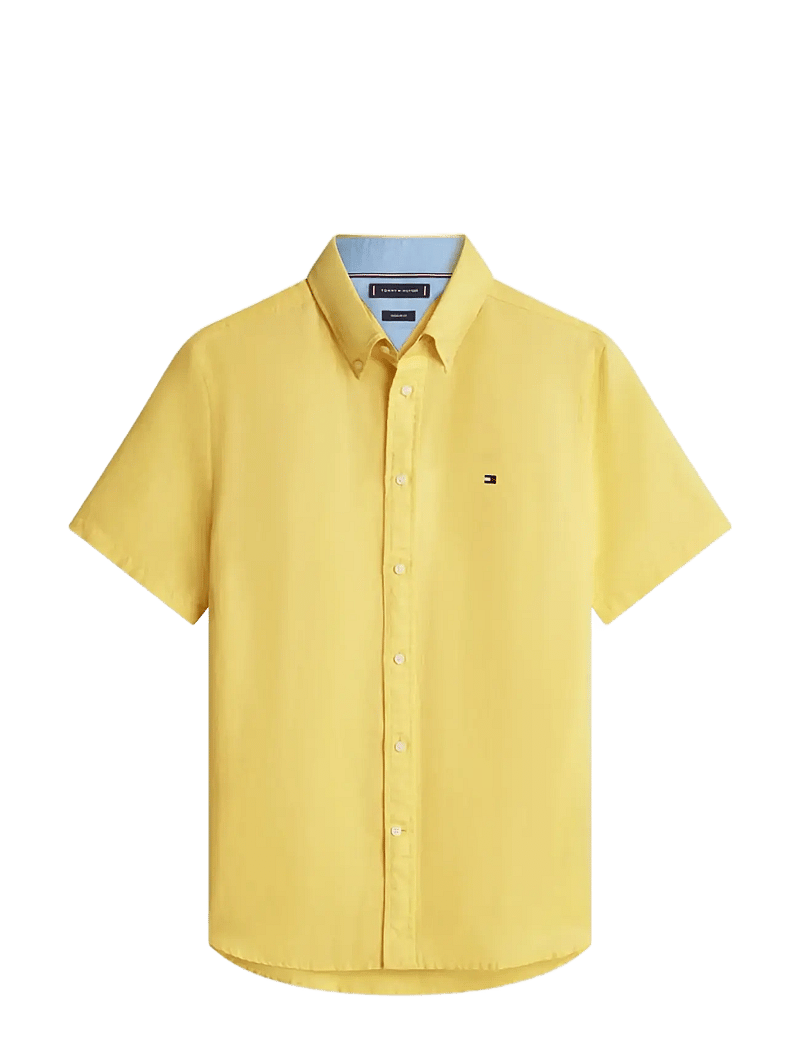 Tommy Hilfiger - LINEN BLEND SOLID SS RF SHT - lühikeste varrukatega särgid - citronella - 1