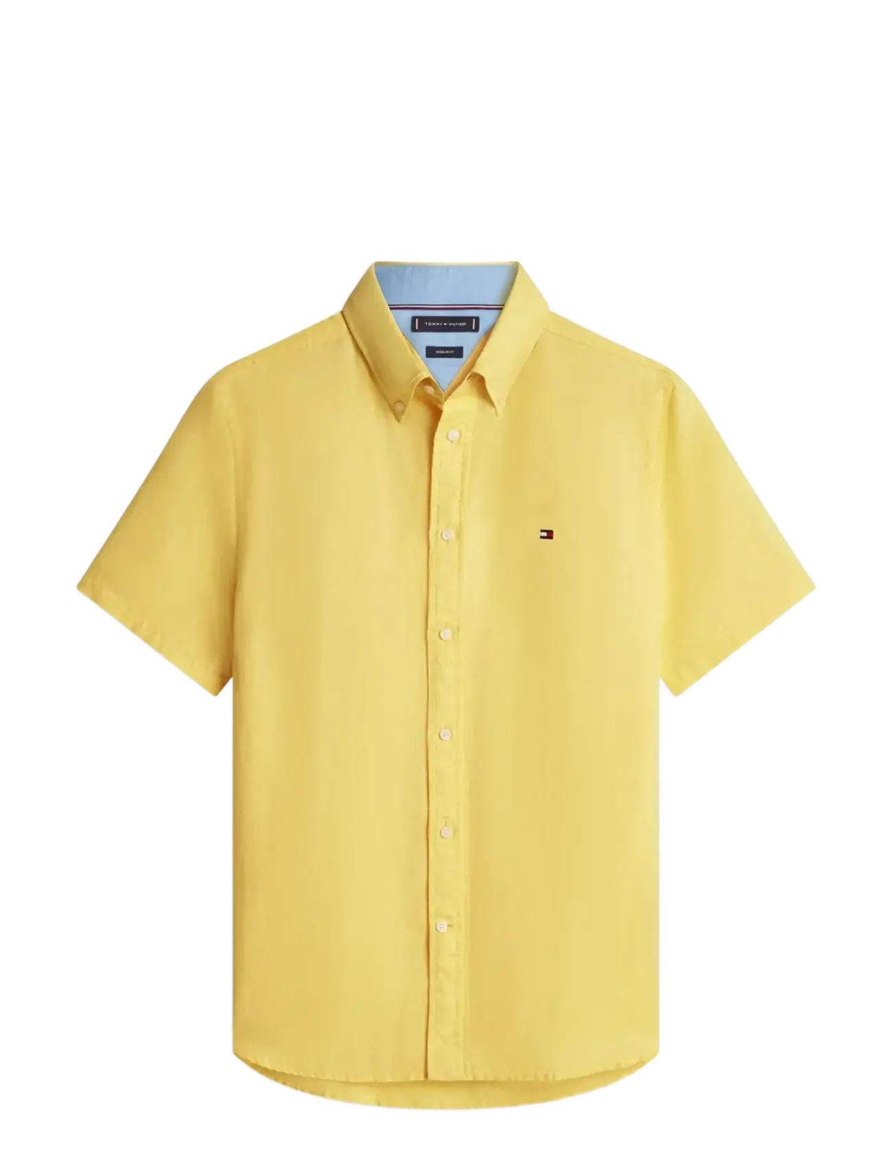 Tommy Hilfiger - LINEN BLEND SOLID SS RF SHT - kurzarmhemden - citronella - 1