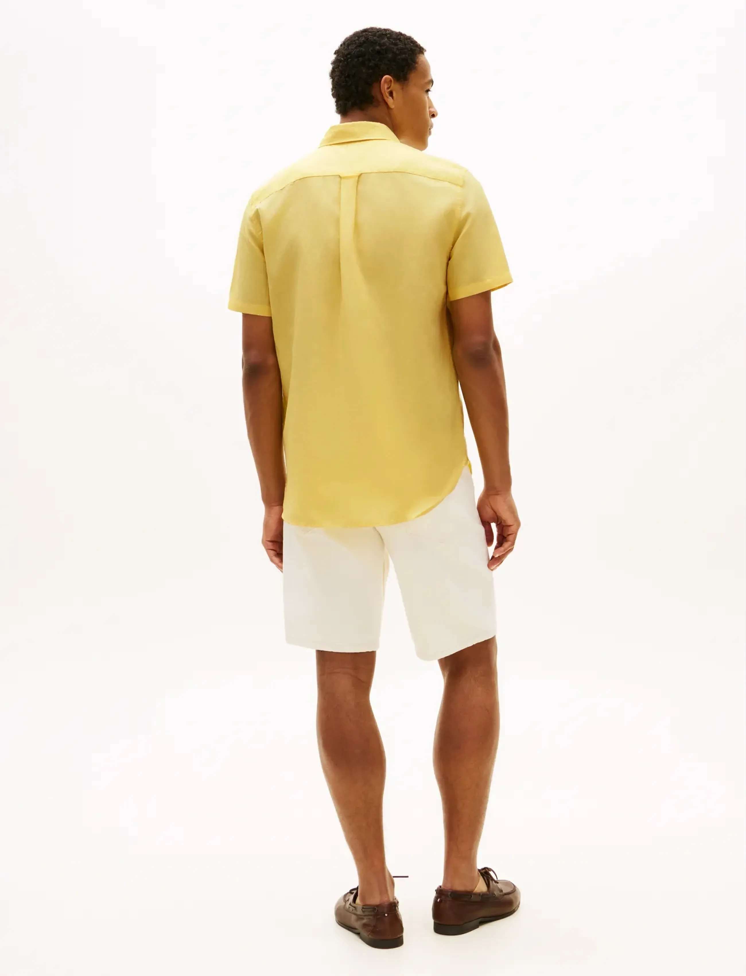 Tommy Hilfiger - LINEN BLEND SOLID SS RF SHT - kurzarmhemden - citronella - 2