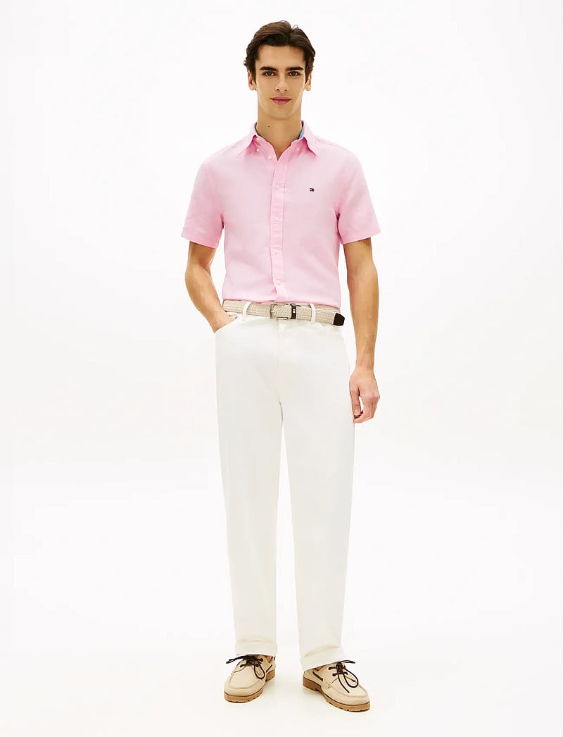 Tommy Hilfiger - LINEN BLEND SOLID SS RF SHT - lühikeste varrukatega särgid - classic pink - 3