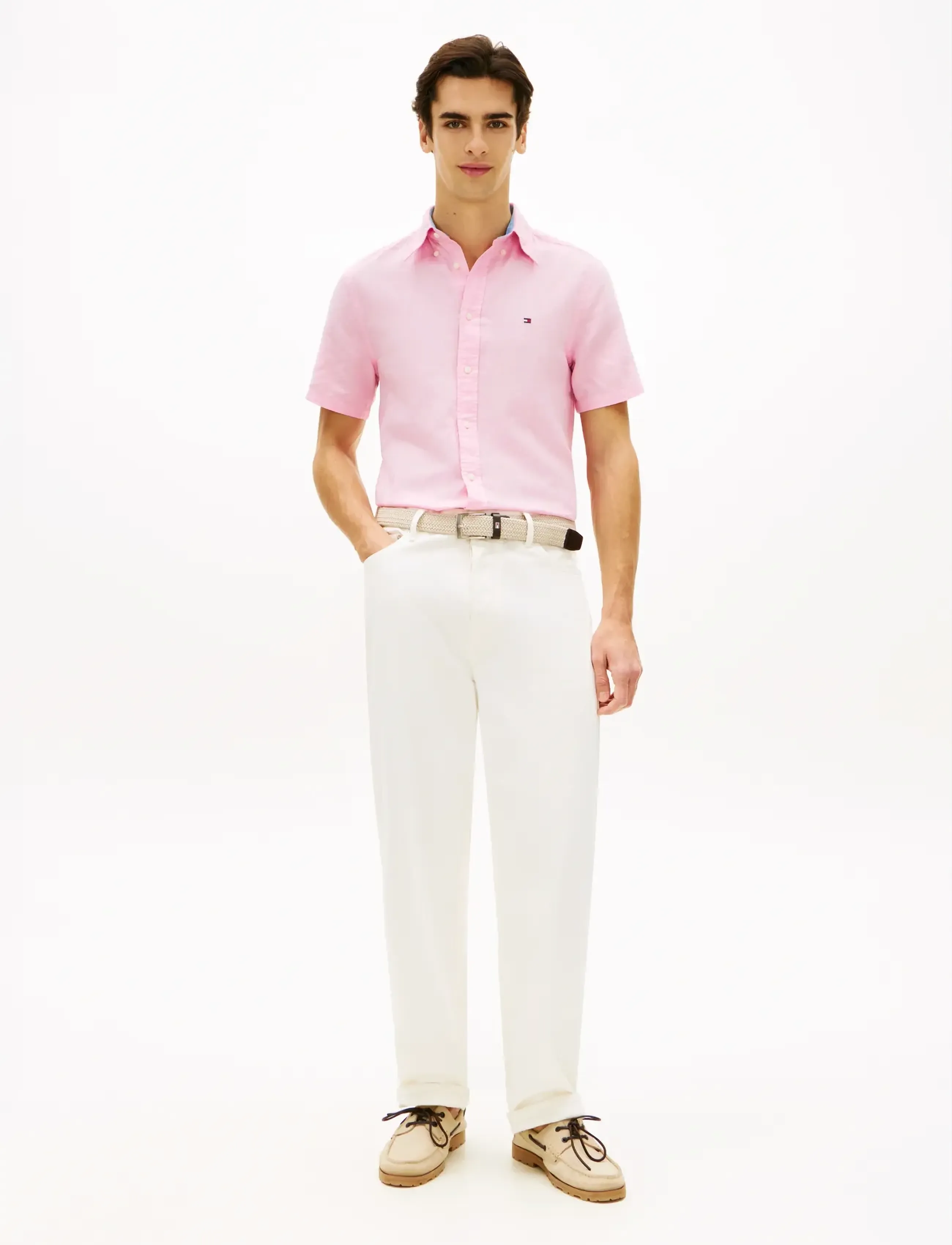 Tommy Hilfiger - LINEN BLEND SOLID SS RF SHT - kortärmade skjortor - classic pink - 3