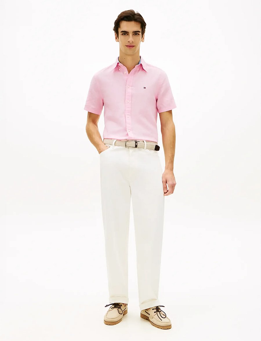 Tommy Hilfiger - LINEN BLEND SOLID SS RF SHT - kortärmade skjortor - classic pink - 3