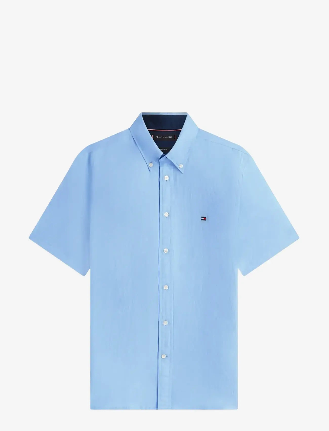 Tommy Hilfiger - LINEN BLEND SOLID SS RF SHT - kurzarmhemden - cloudy blue - 1