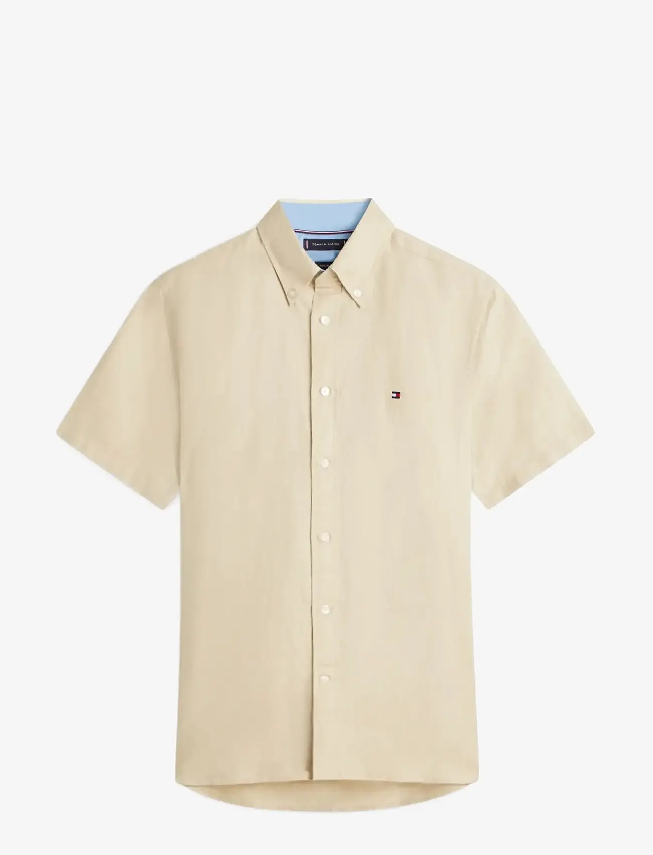 Tommy Hilfiger - LINEN BLEND SOLID SS RF SHT - lühikeste varrukatega särgid - sandalwood - 1