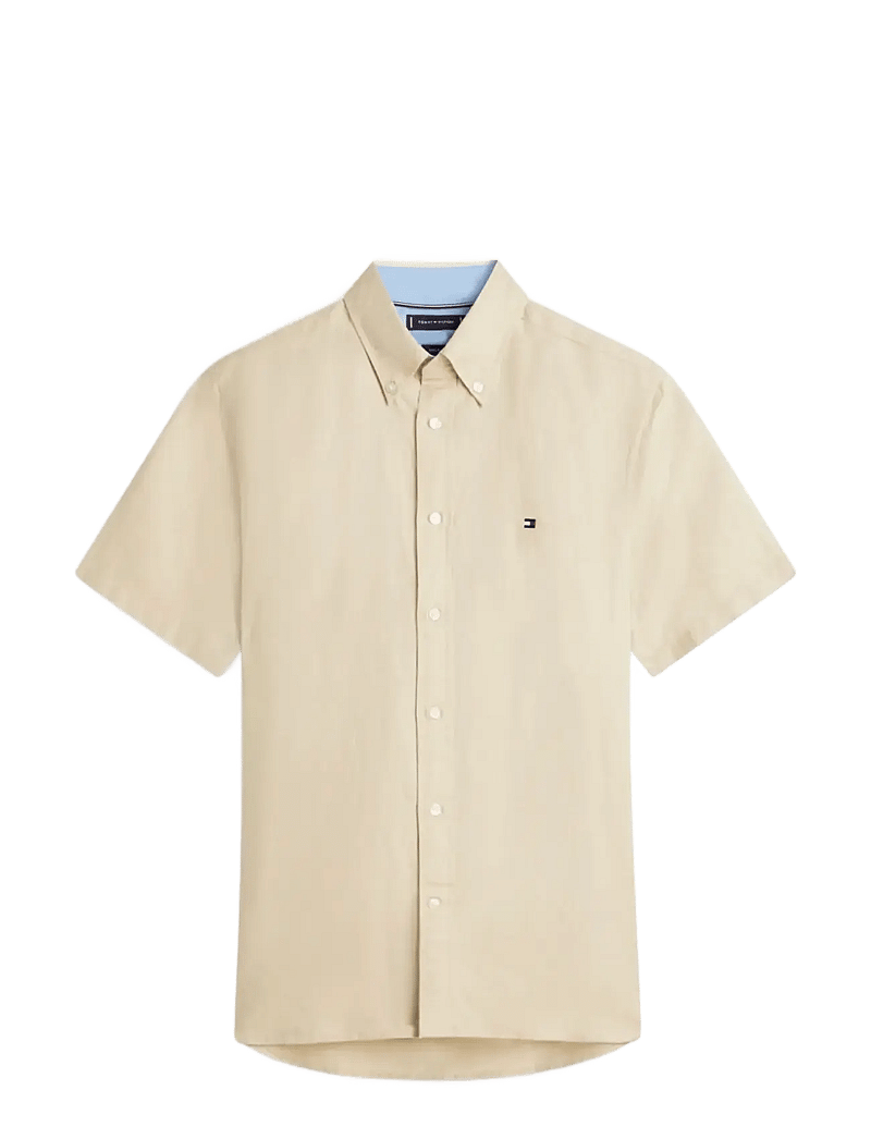 Tommy Hilfiger - LINEN BLEND SOLID SS RF SHT - lühikeste varrukatega särgid - sandalwood - 1