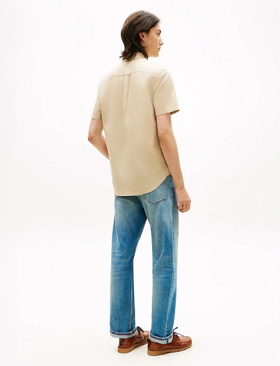 Tommy Hilfiger - LINEN BLEND SOLID SS RF SHT - kurzarmhemden - sandalwood - 2