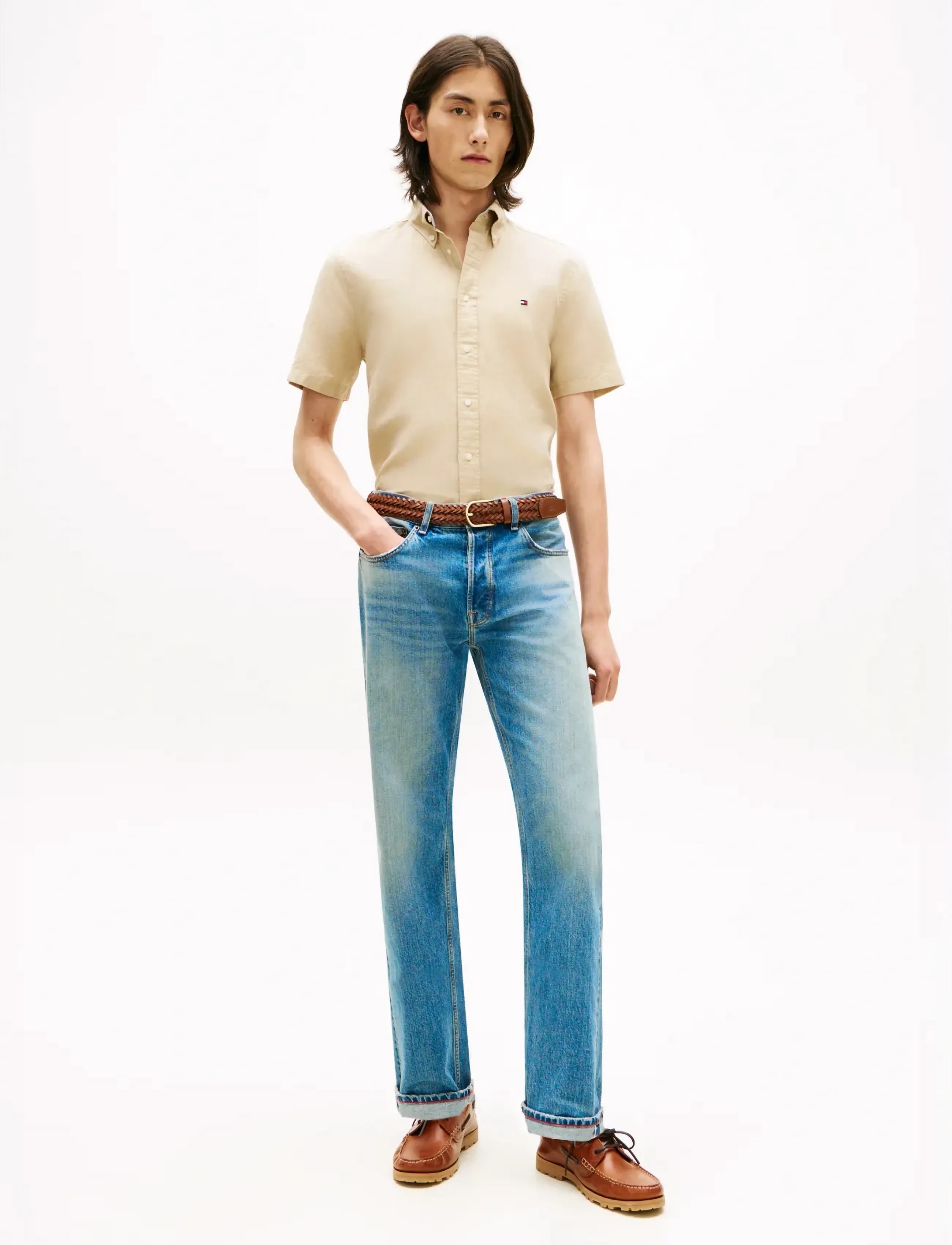 Tommy Hilfiger - LINEN BLEND SOLID SS RF SHT - kurzarmhemden - sandalwood - 3