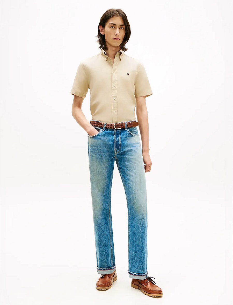 Tommy Hilfiger - LINEN BLEND SOLID SS RF SHT - kurzarmhemden - sandalwood - 3