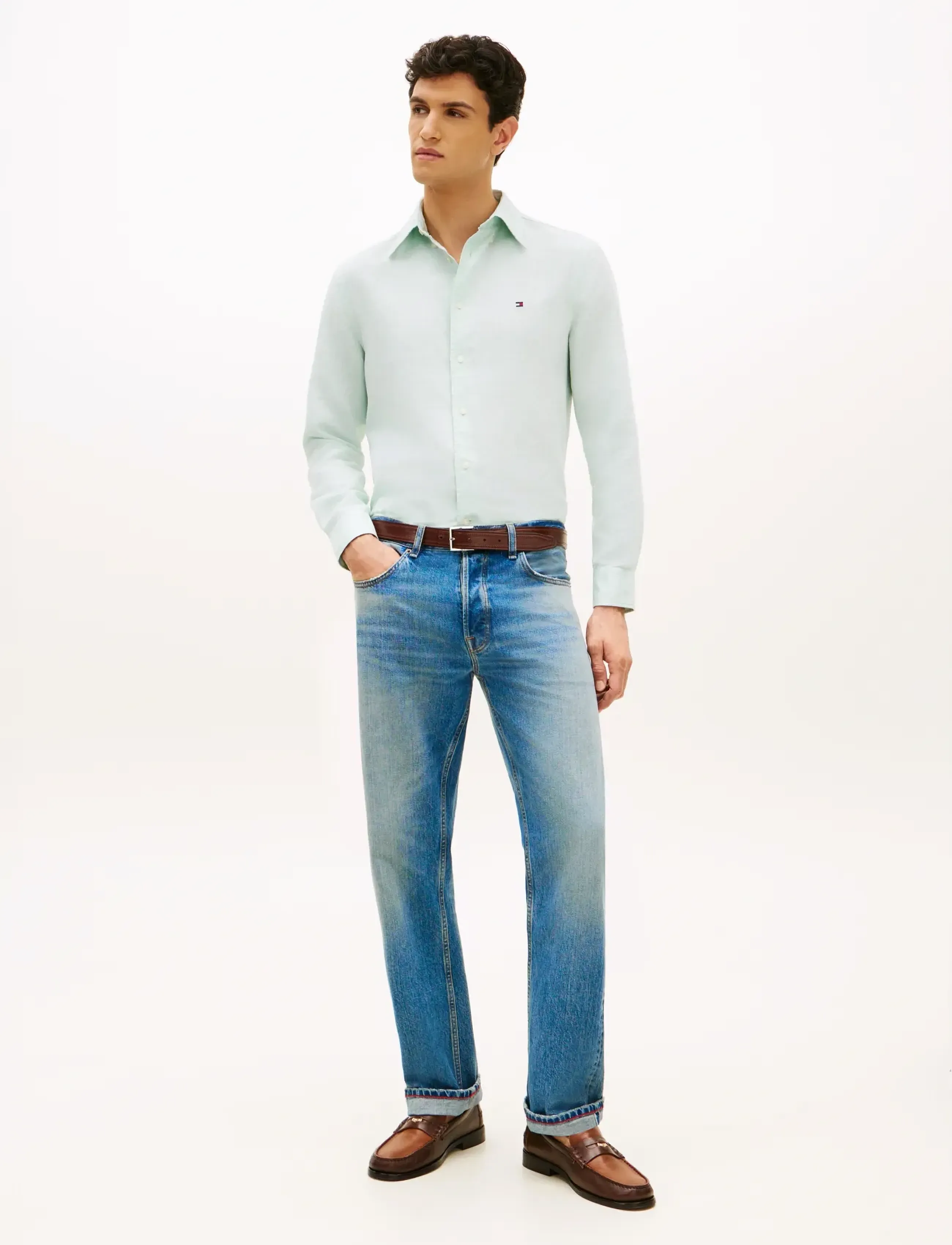 Tommy Hilfiger - LINEN BLEND DOBBY RF SHIRT - casual skjorter - crushed mint - 3
