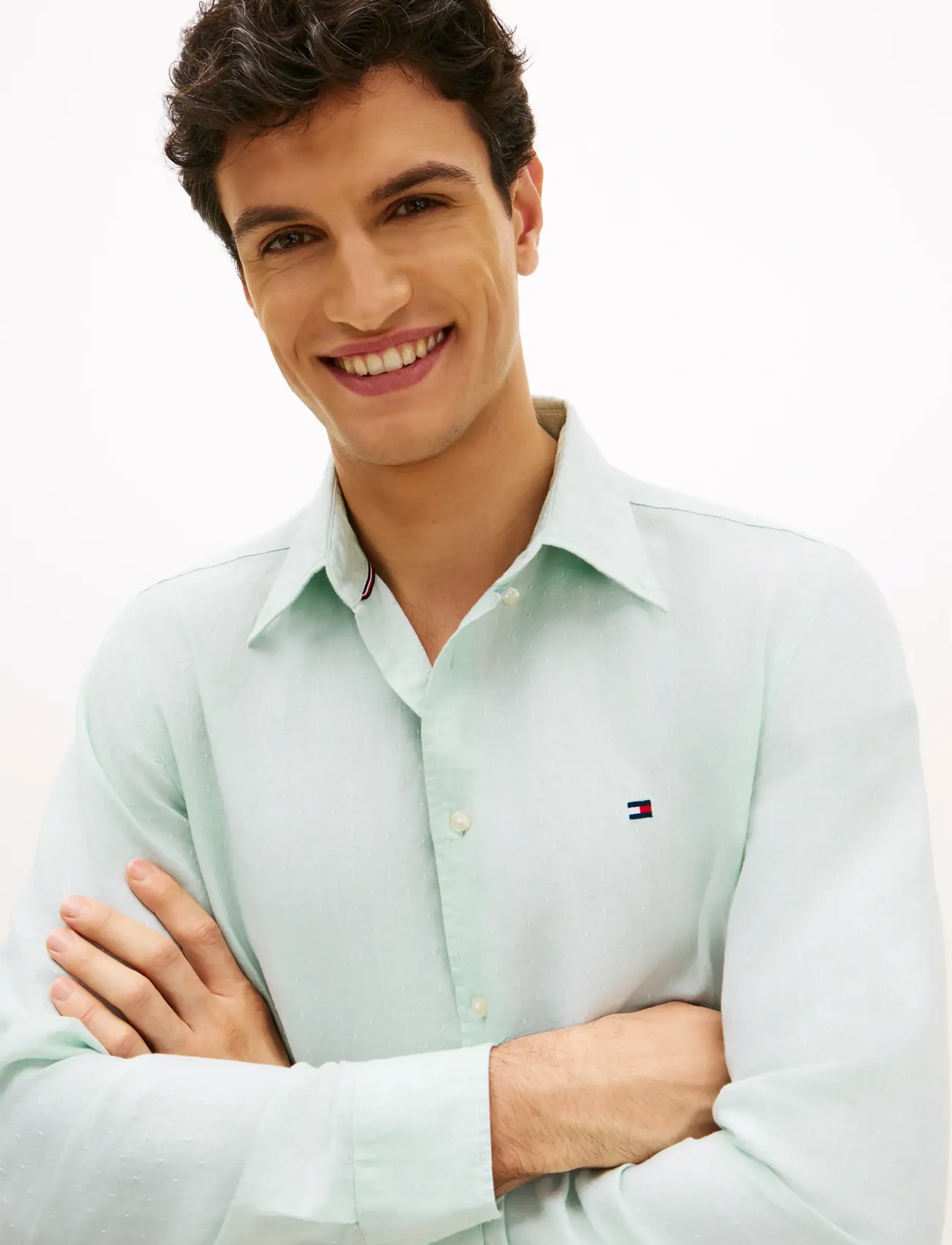 Tommy Hilfiger - LINEN BLEND DOBBY RF SHIRT - casual skjorter - crushed mint - 4