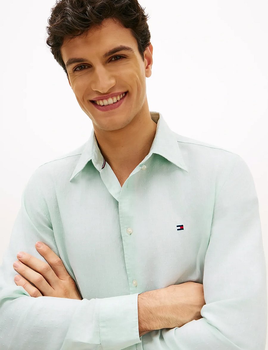 Tommy Hilfiger - LINEN BLEND DOBBY RF SHIRT - crushed mint - 4