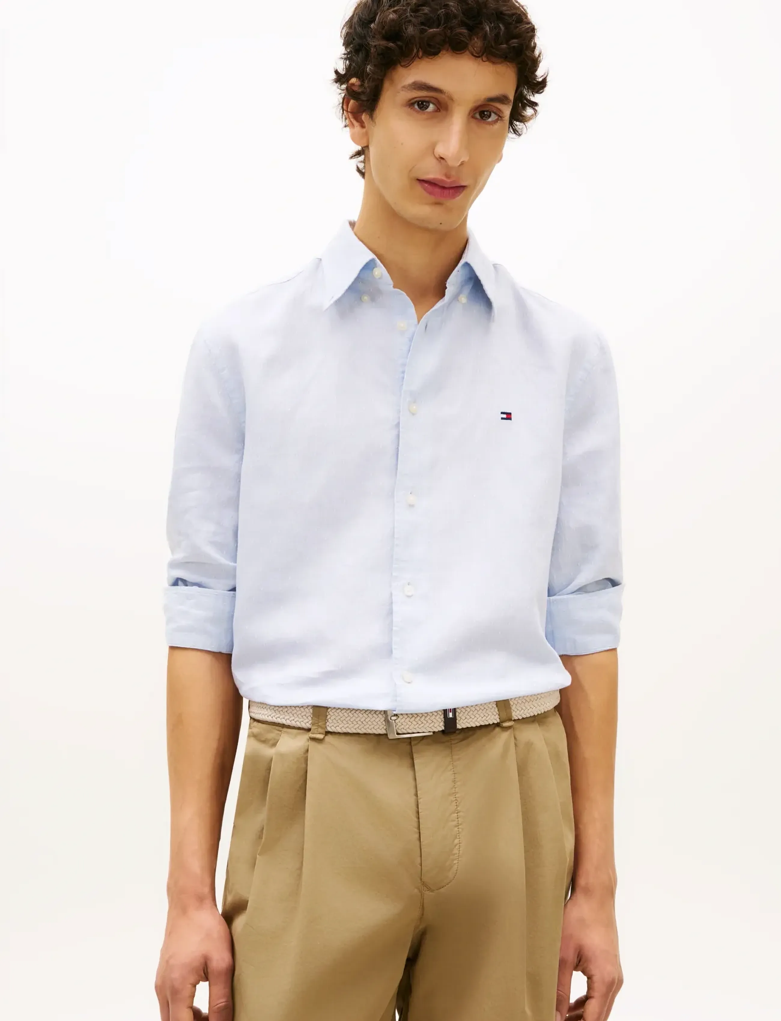 Tommy Hilfiger LINEN BLEND DOBBY RF SHIRT - Tøj - SWEET BLUE / blue
